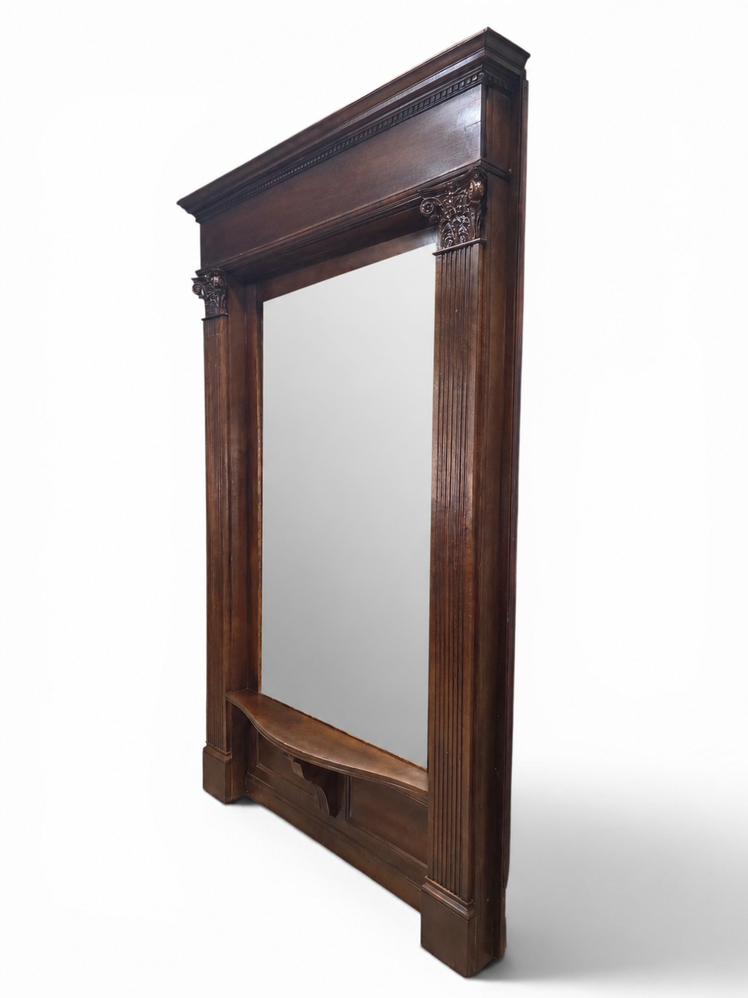 Monumental Restored Chicago Architectural Salvage Mahogany Pier / Hall Mirror