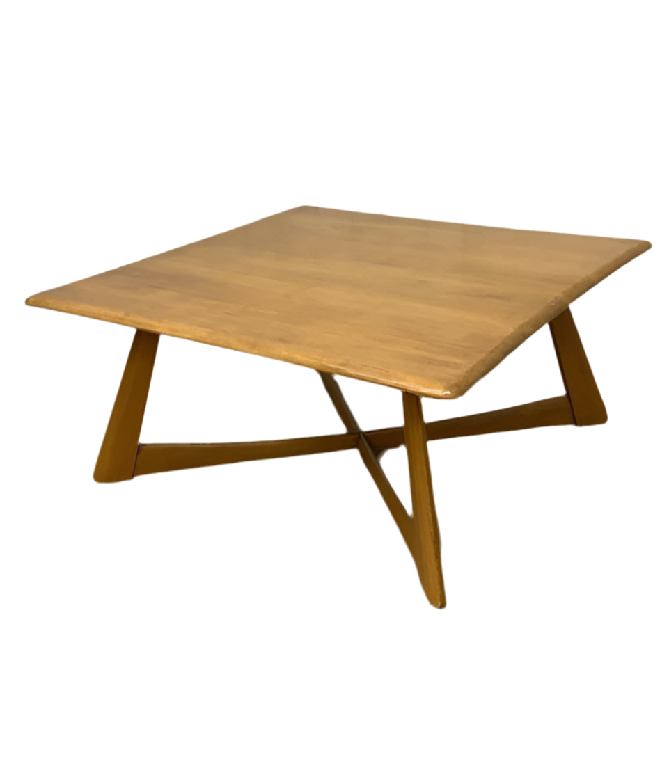 Mid Century Modern Heywood Wakefield X Base Square Coffee Table