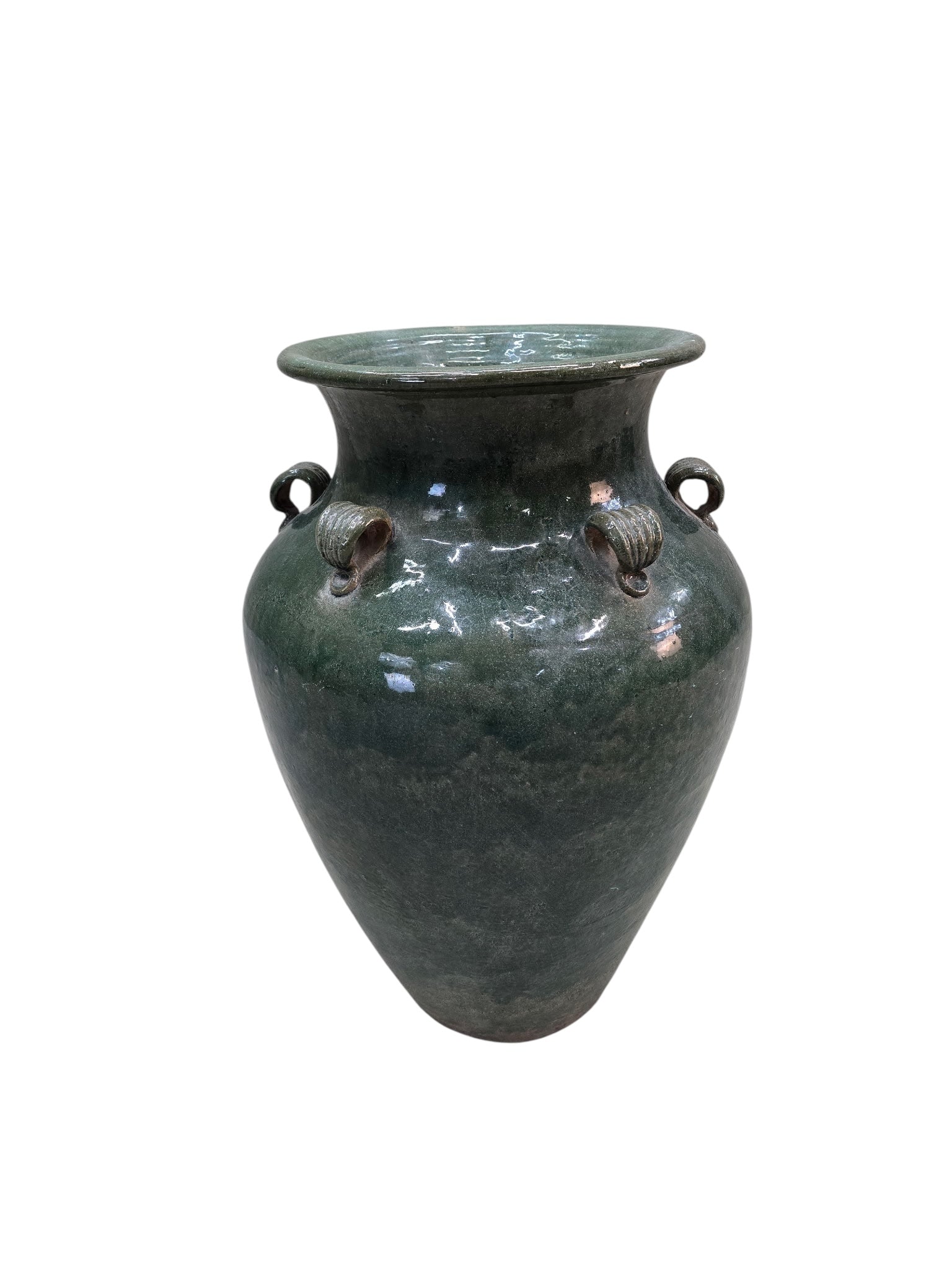 Antique Stoneware Green-Glazed Mataban Jar Vase