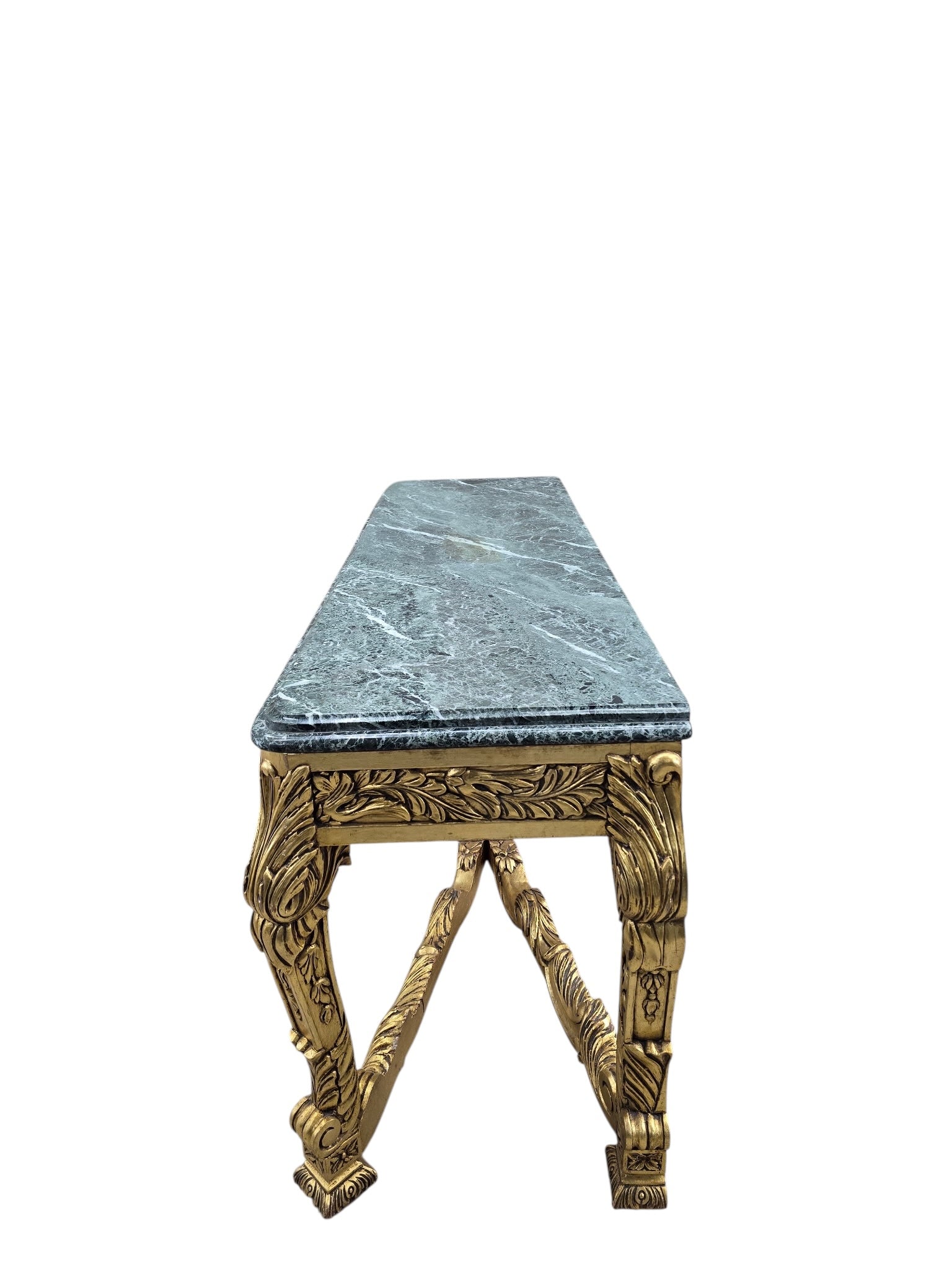 Antique French Louis XV Style Carved Giltwood Console Table with Marble Top