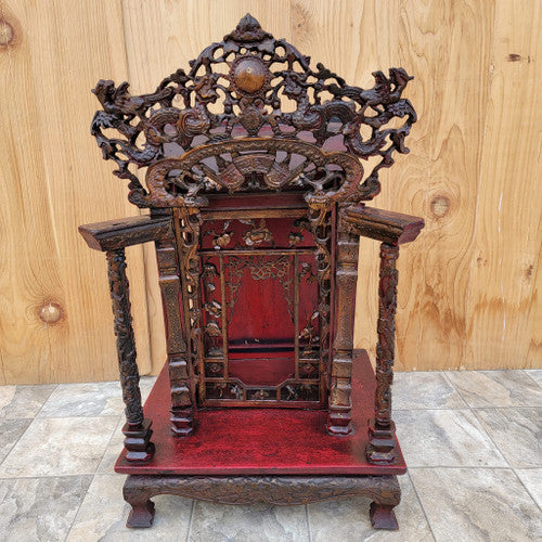 Antique Authentic Chinese Carved Ornate Wood Altar Shrine