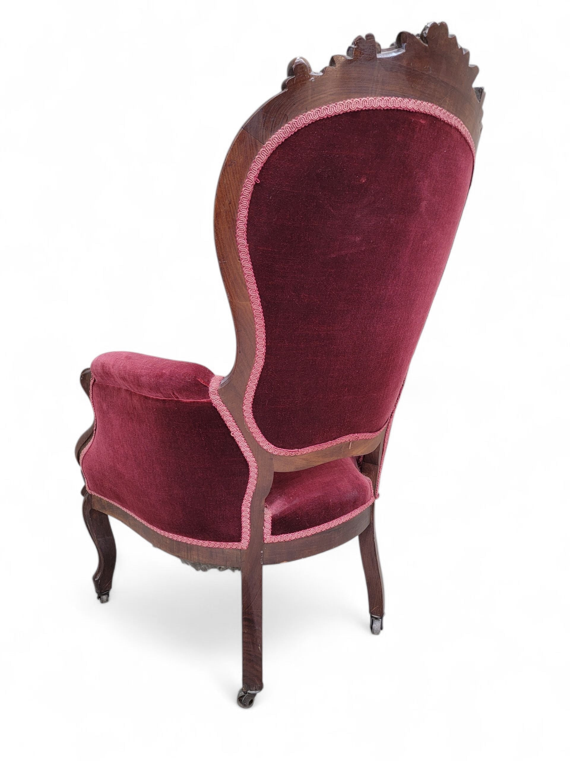 Antique Victorian Rococo Revival Style Carved Tufted Parlor Chairs – Set or 2