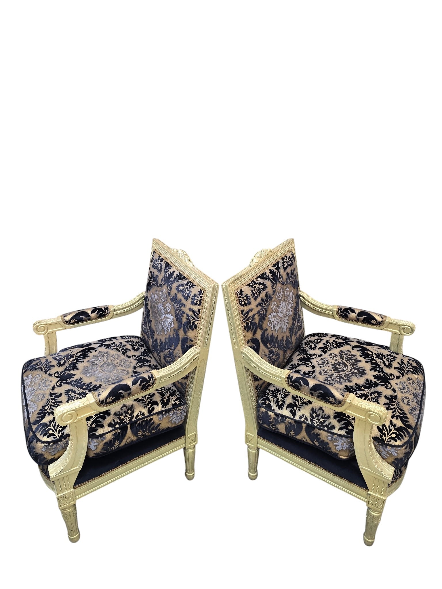 Antique Louis XVI Style Chairs Newly Reupholstered - Pair