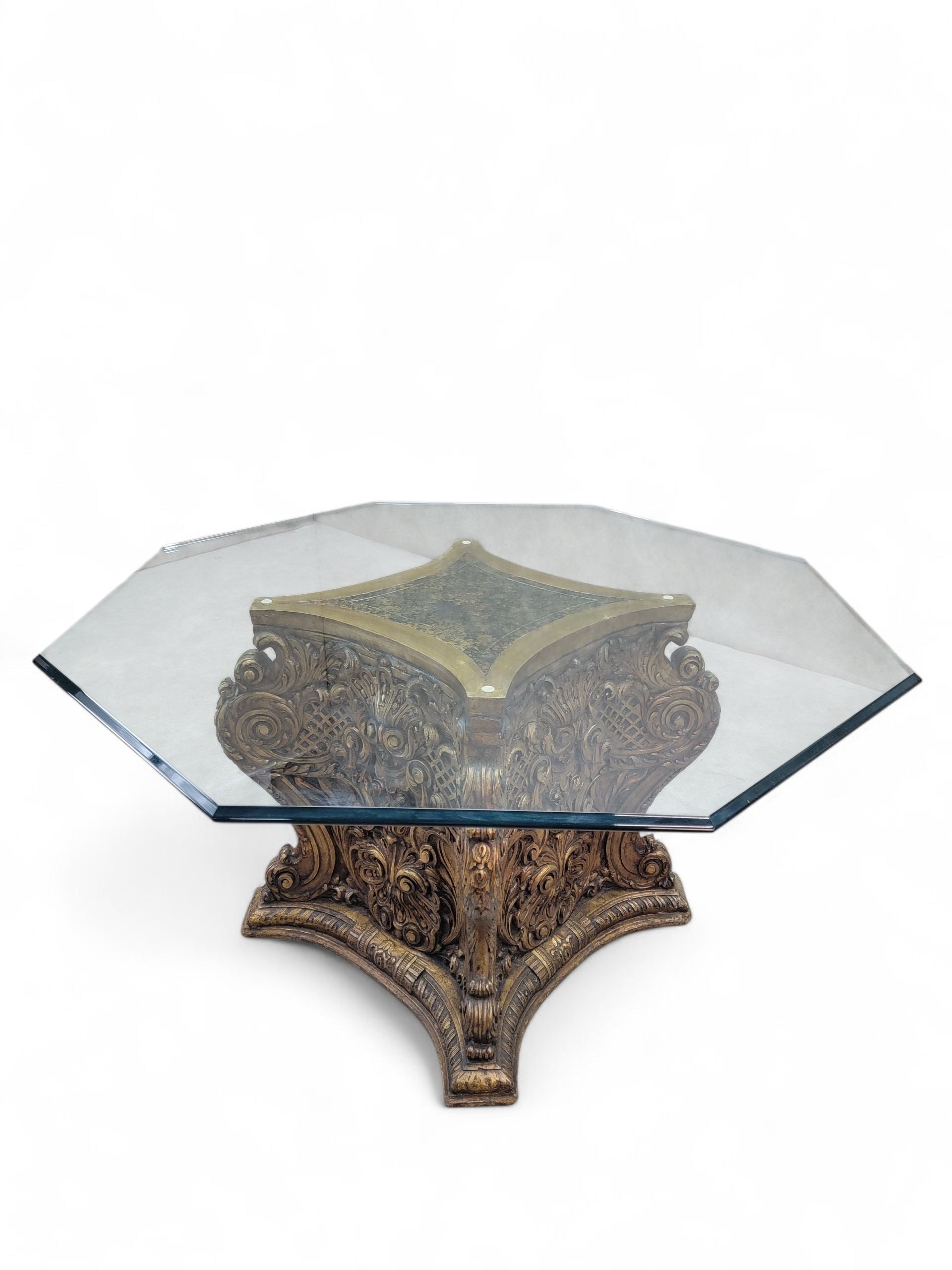 Antique Italian Architectural Carved Ornate Gilt Wood Base Dining/Center Table