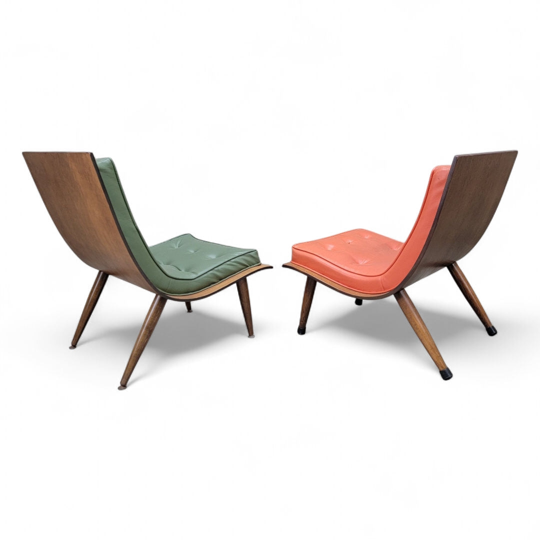 Mid Century Modern Retro His & Hers Bentwood Scoop Chairs - Set of 2