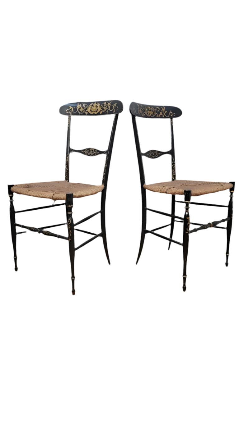 Antique Italian Walnut Side Chairs by Fratelli Levaggi & Giuseppe Gaetano Descalzi - Pair