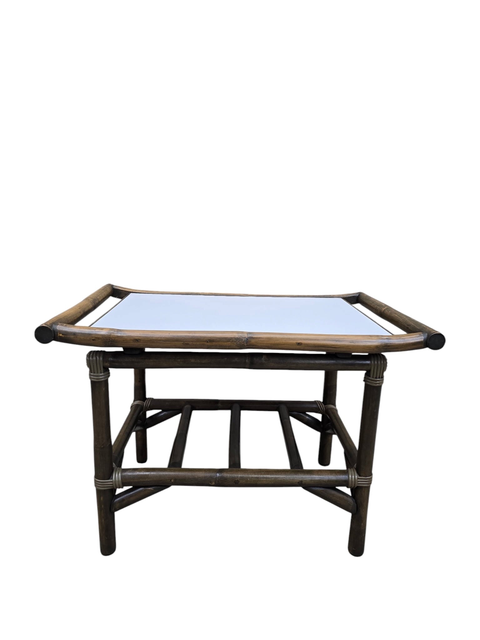 Vintage Modern Coastal Bamboo Side Table by Vogue Rattan