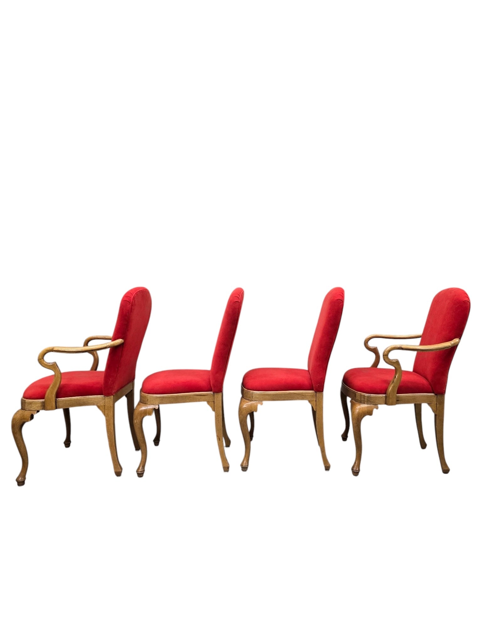 Vintage French Louis XV Style Carved Maple Dining Chairs with Armchairs – Set of 8