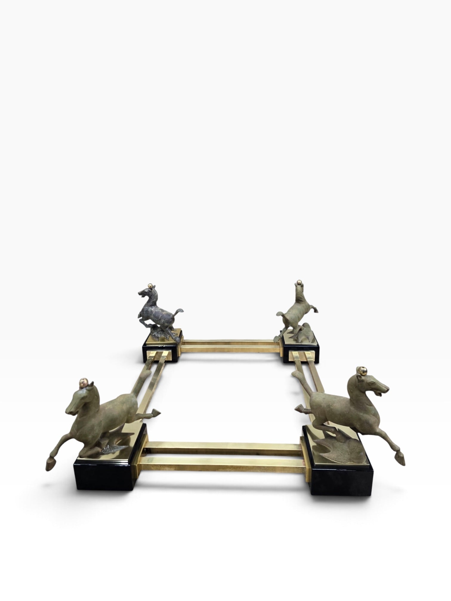 Maison Charles–Style Flying Horse of Gansu Glass-Top Cocktail Table