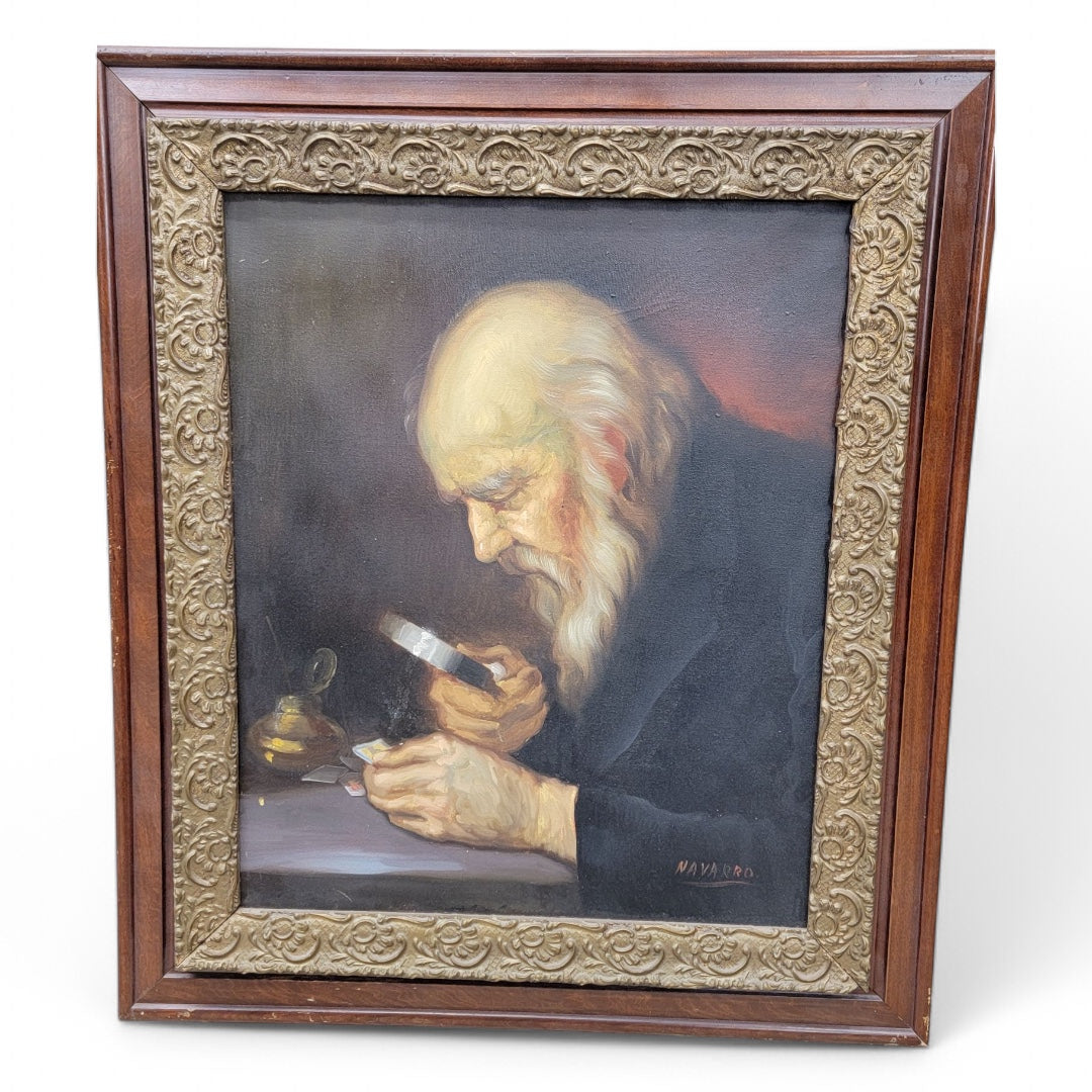 Antique ”The Collector”  Painting Signed by Navarro