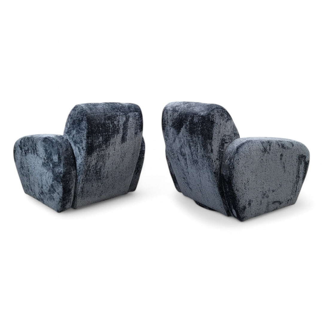 Postmodern Vladimir Kagan for Preview Swivel Lounge Chairs Newly Upholstered in Italian Boucle - Pair