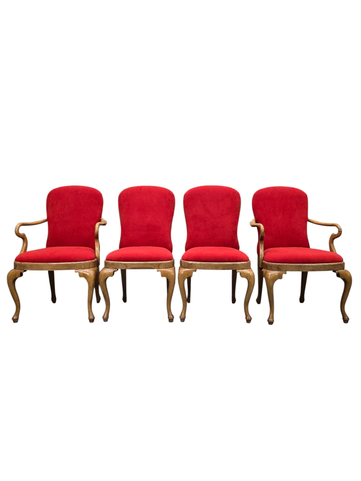 Vintage French Louis XV Style Carved Maple Dining Chairs with Armchairs – Set of 8