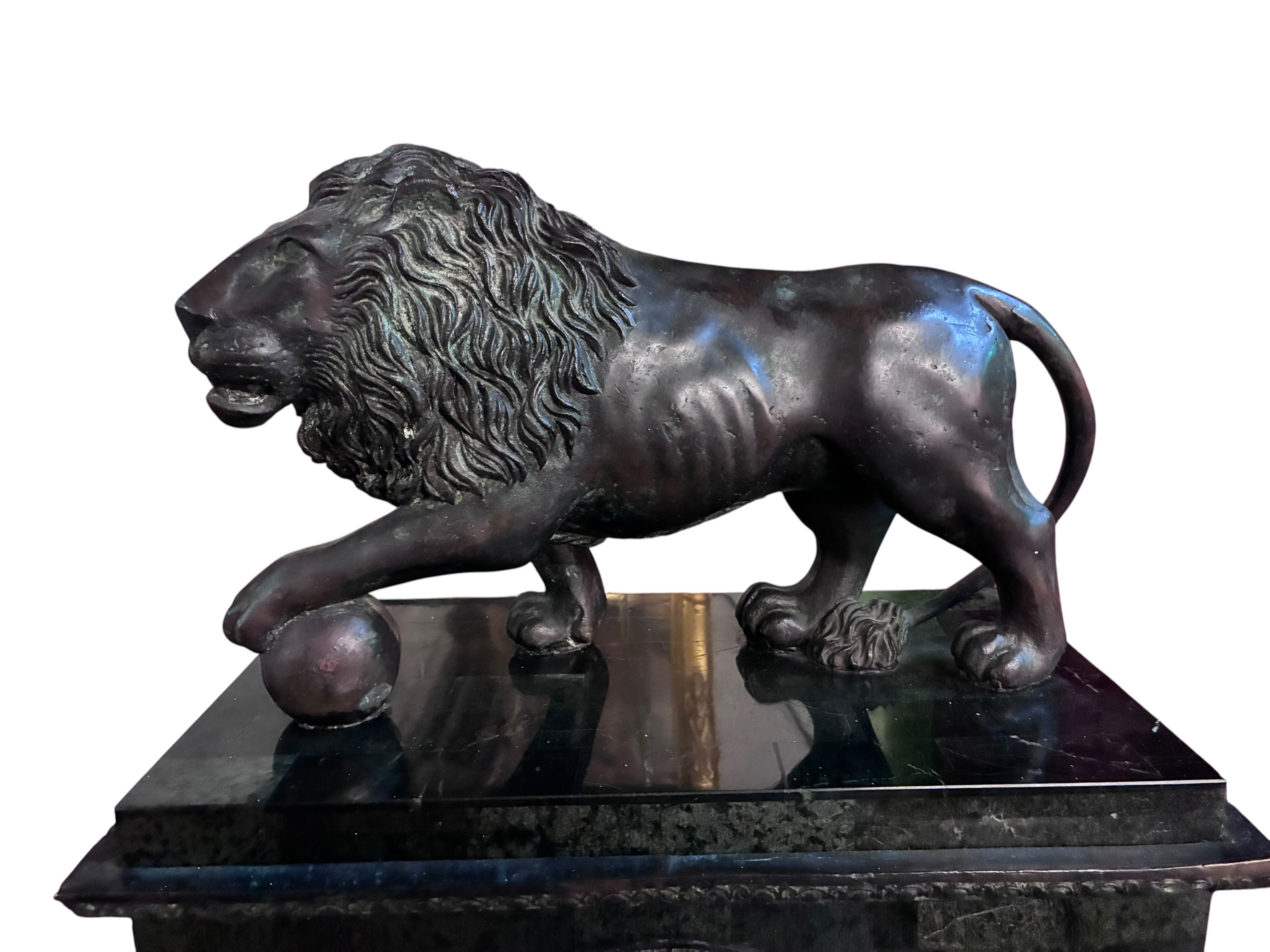 HOLD - Antique French Marble Lion Mantel Clock