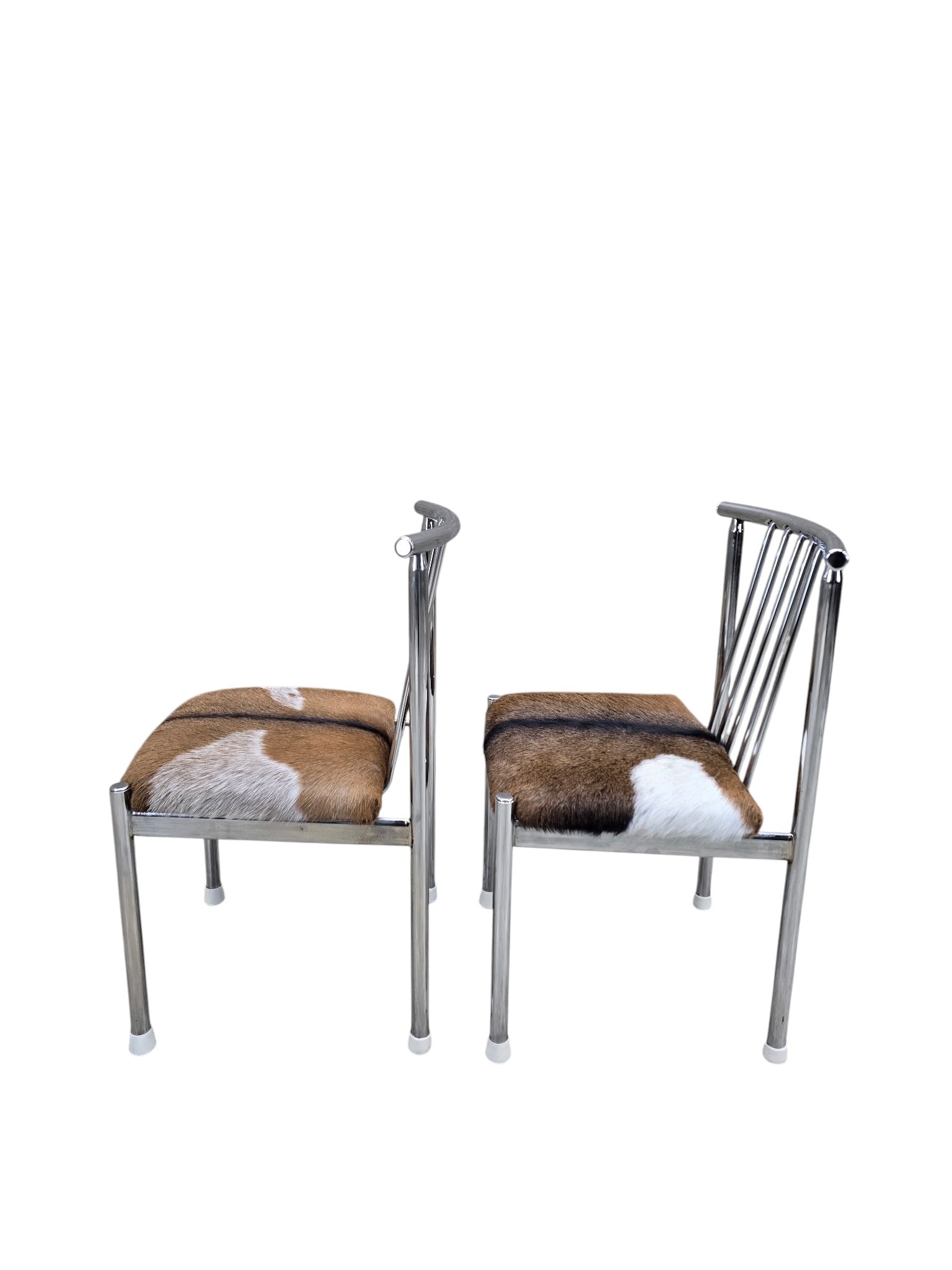 MCM B. Brody Chrome Spindle Back Side Chairs Newly Reupholstered – Pair