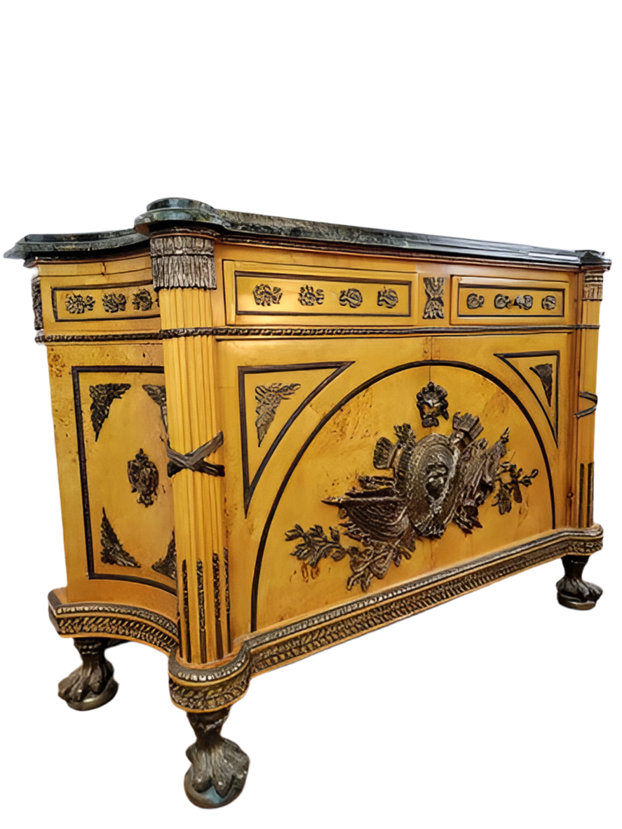 Vintage French Louis XVI Figural Bronze Ormolu Chest Commode Styles After Benneman