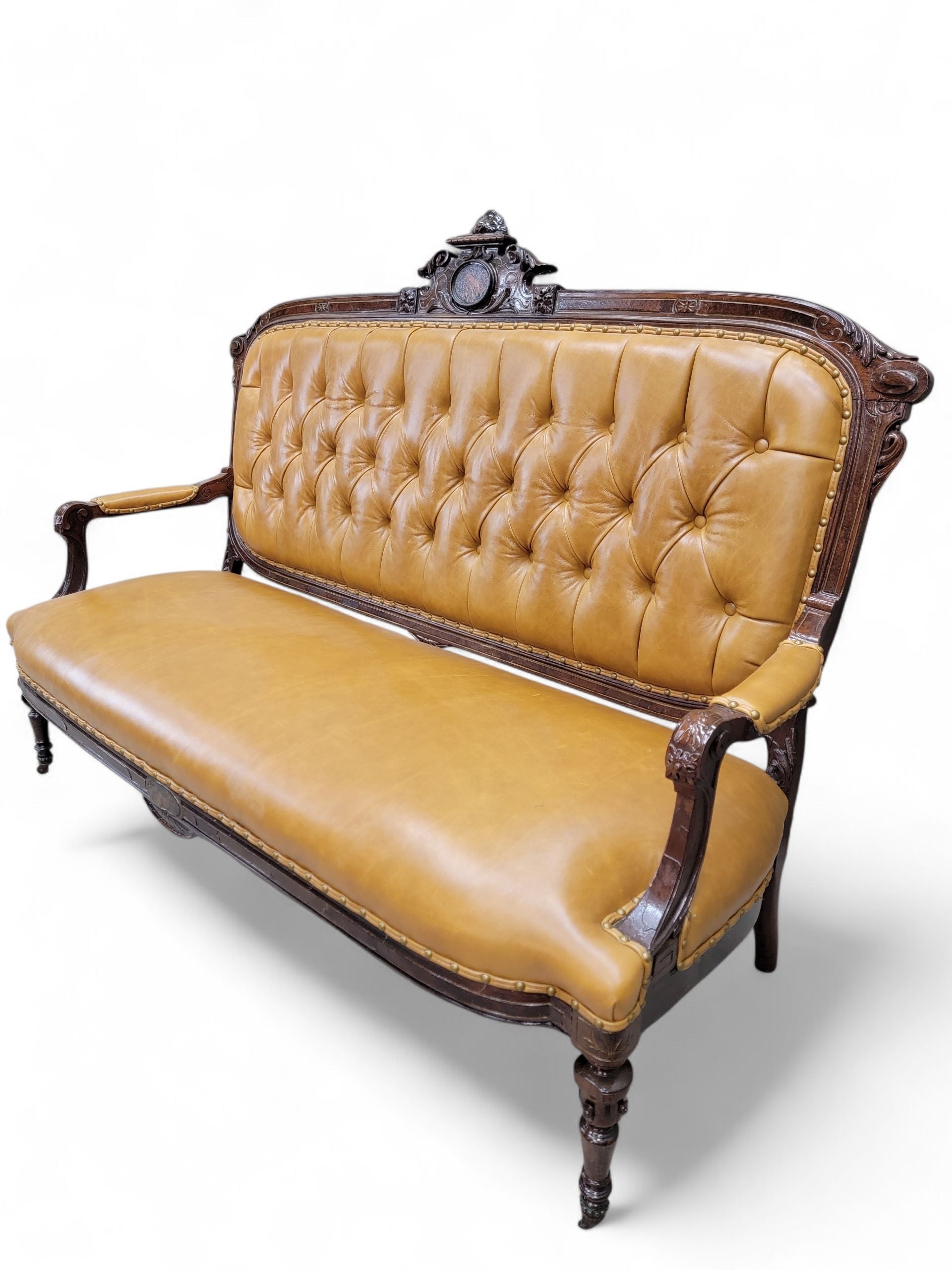 Antique French Regency Style Rosewood Parlor Set Newly Reupholstered - 4