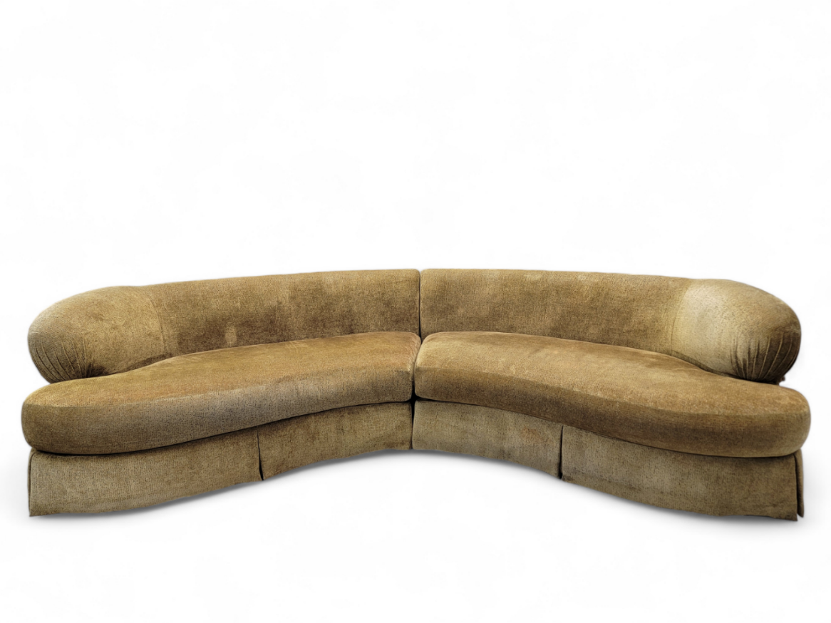 Vintage Mid Century Modern Kagan Style Curved Two Piece Sectional Sofa by Thomasville Furniture Co.