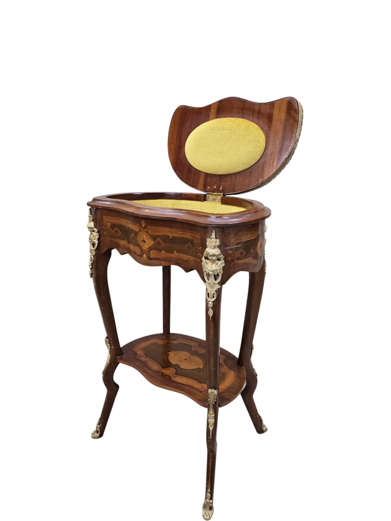 Vintage French Louis XV Style Marquetry Jewelry Cabinet