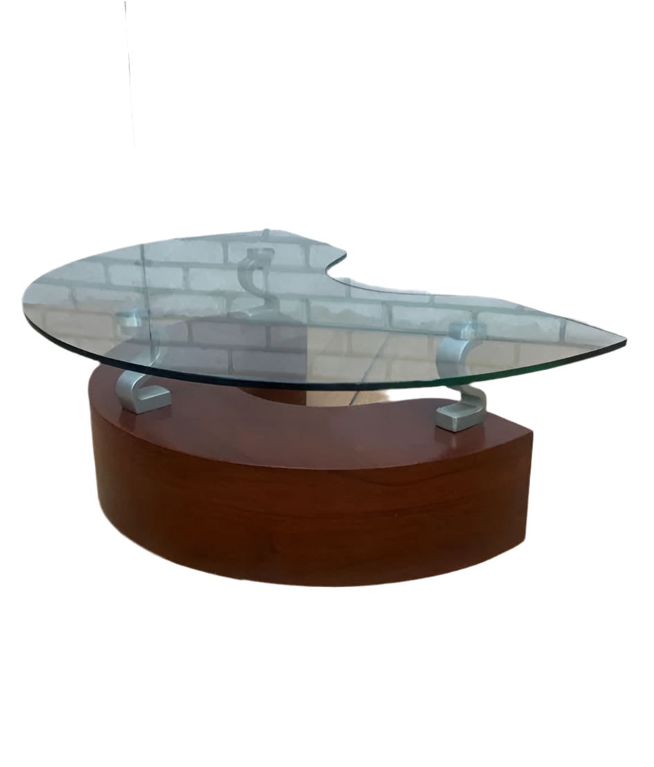 Contemporary Modern Curved Glass Coffee Table