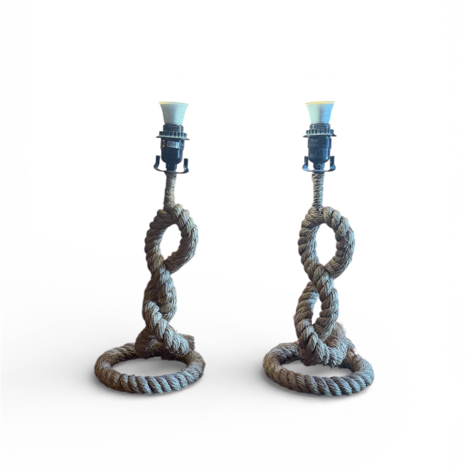 Vintage Nautical Style Rope Table Lamps - Pair