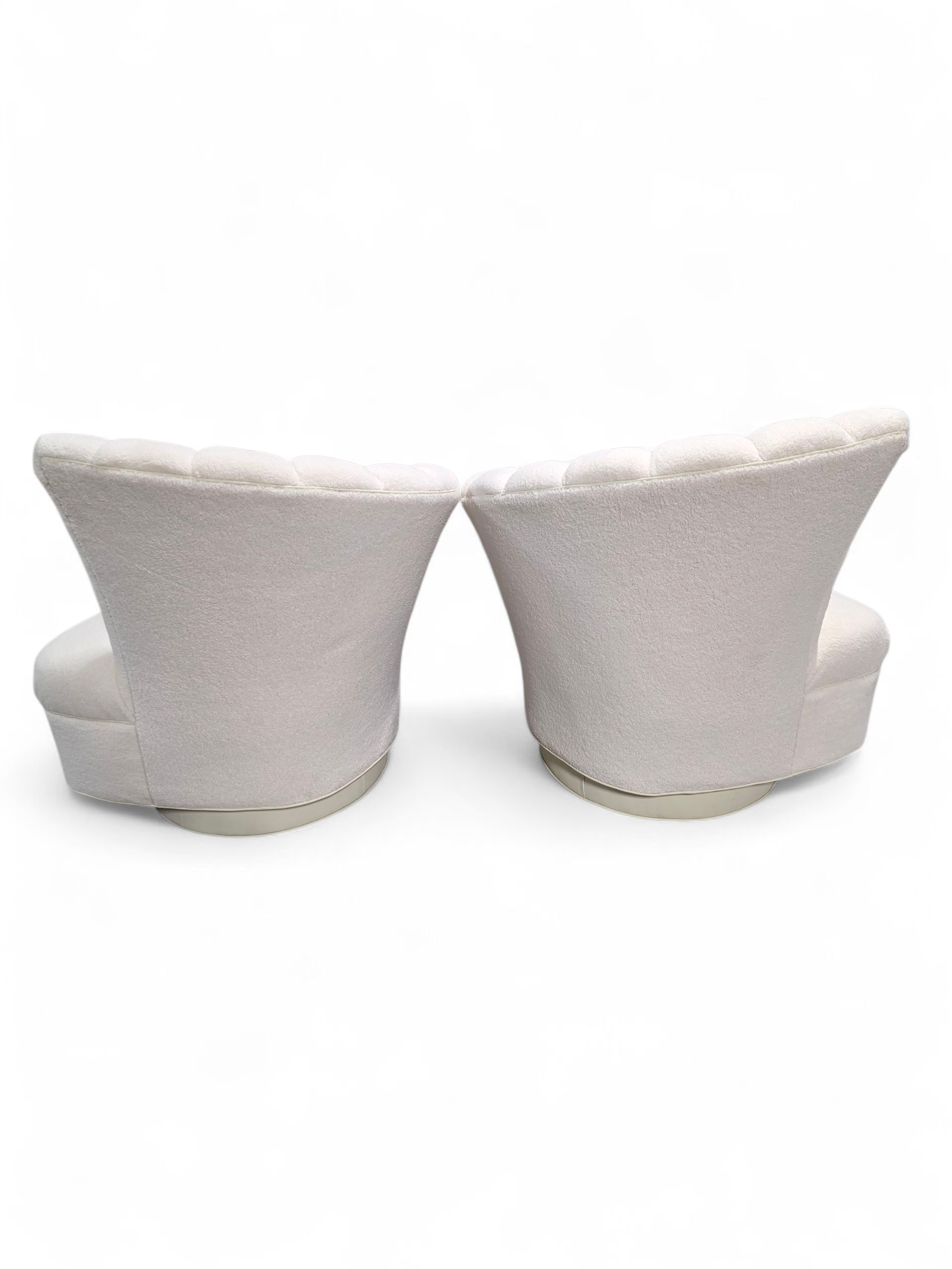 HOLD - Hollywood Regency Art Deco Style Asymmetrical Channel Back Chairs Newly Reupholstered in Boucle - Set of 2