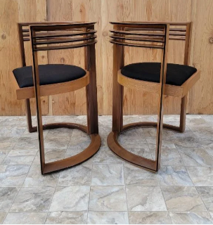 new - Mid Century Modern Sculptural Slotted Curved Back Chairs and Table Set by Joe Agati