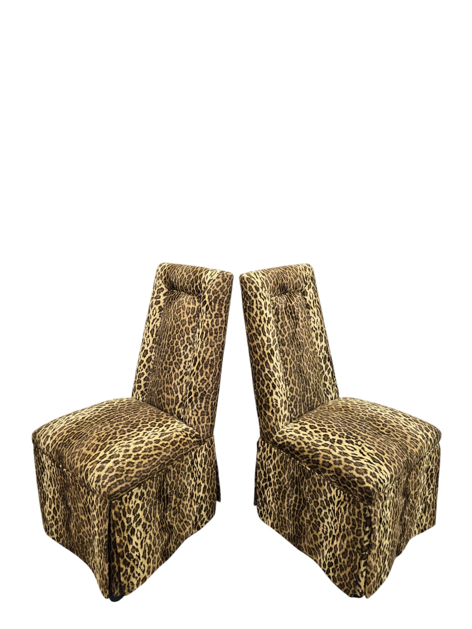 Vintage Henredon Style High-Back Skirted Side Chairs – Pair