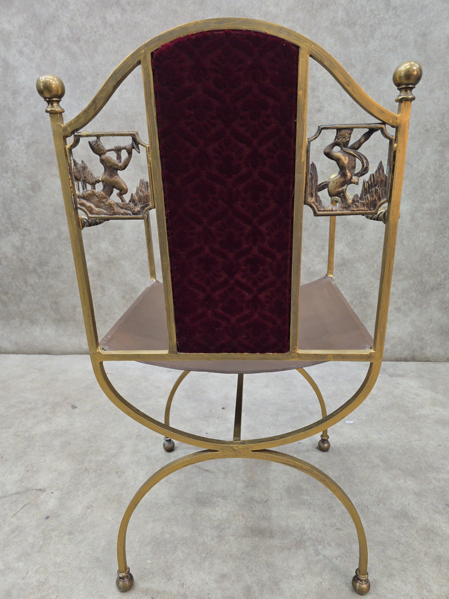 Antique Art Deco Oscar Bruno Bach Finely Detailed Bronze Savonarola Chair