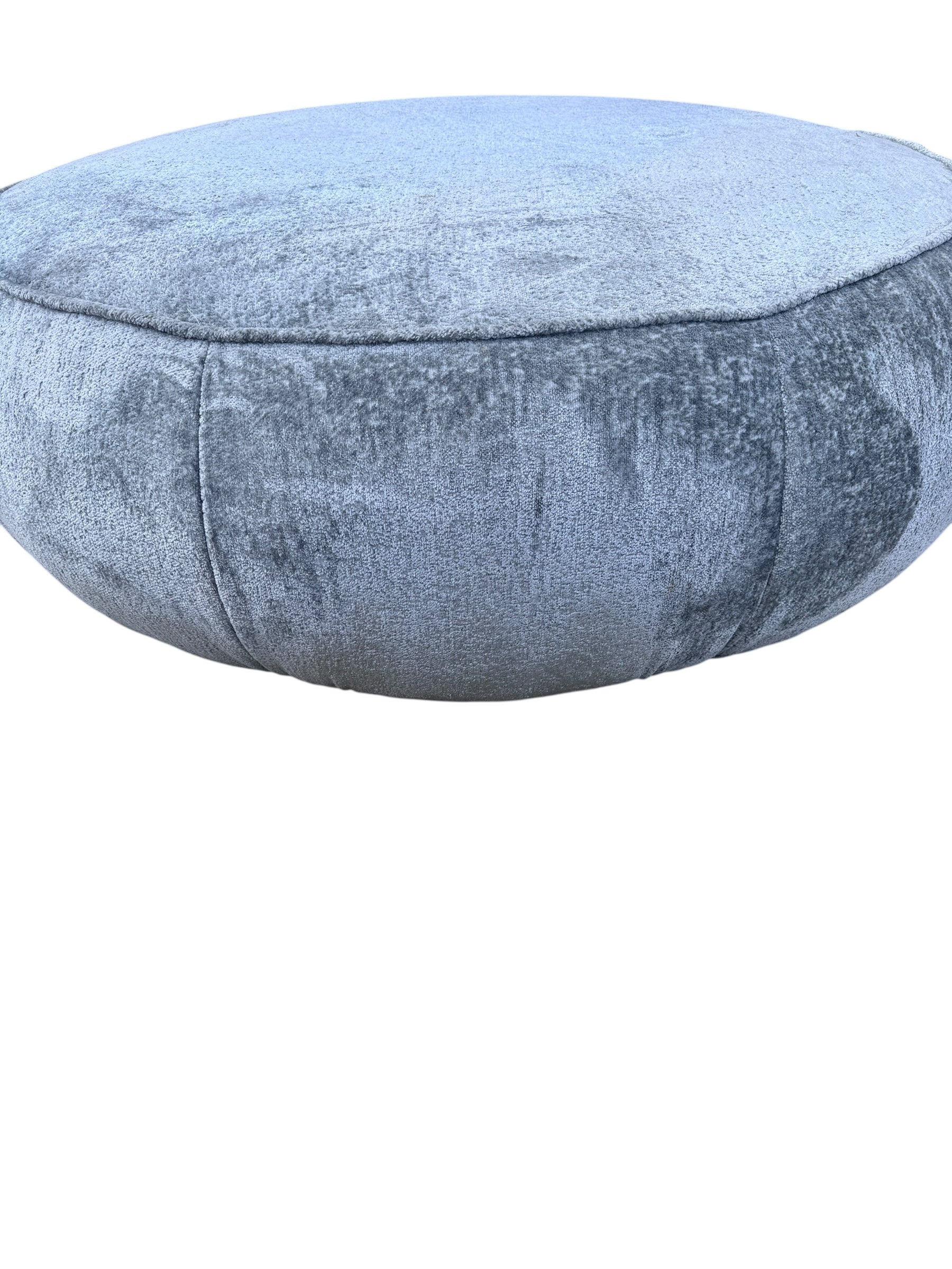 Postmodern Italian Ottoman by Ichiro Iwasaki for Arper Italy Newly Reupholstered in a Blue Chenille