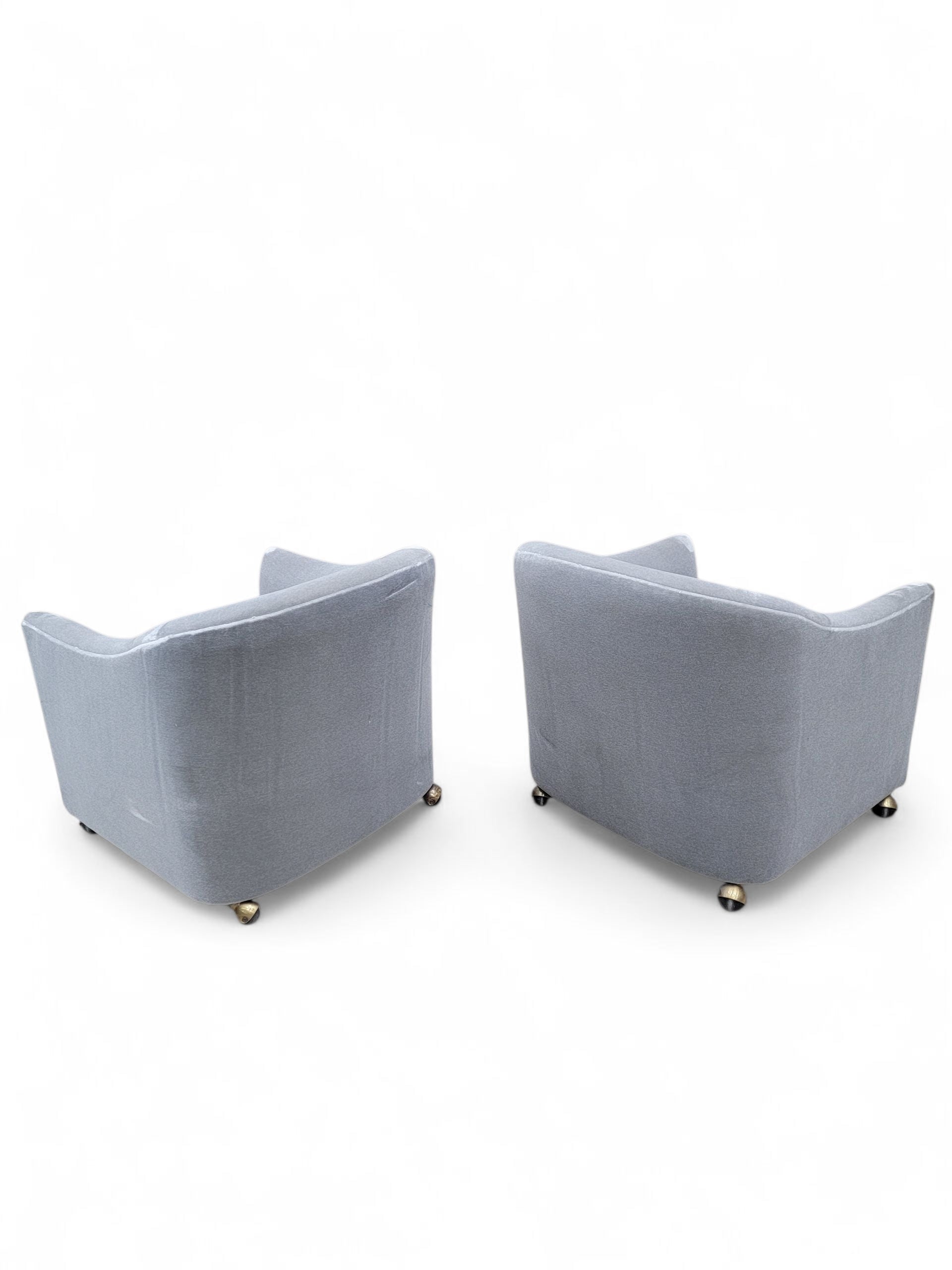 Mid Century Modern Barrel Back Club Chairs by Kroehler Newly Upholstered  - Pair