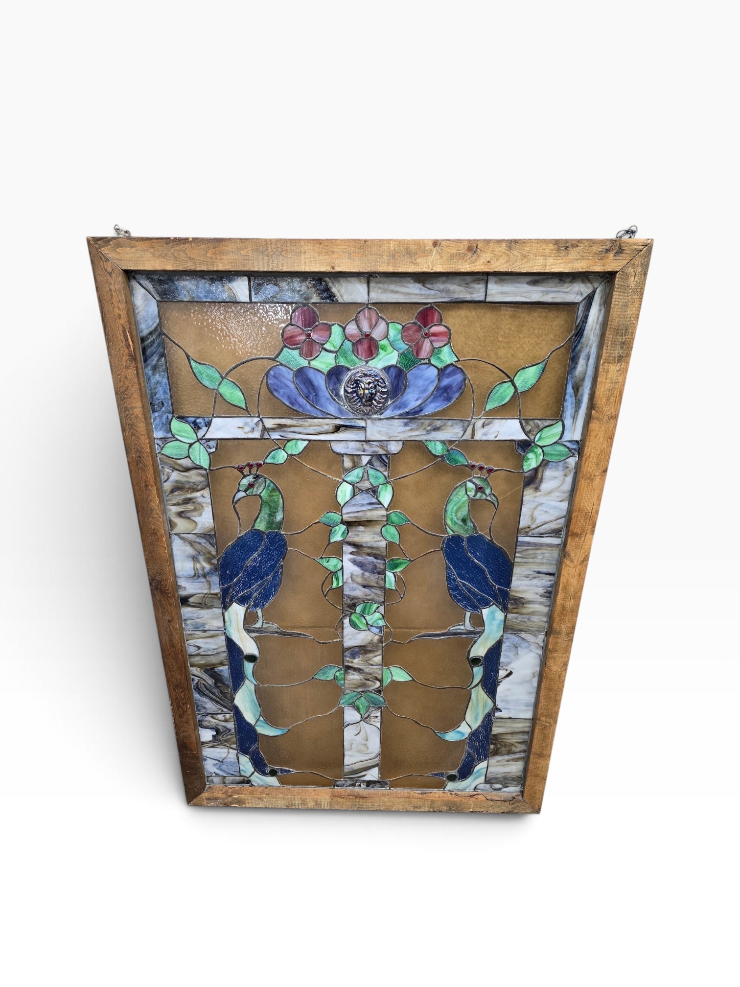 Peacock Design Stained Glass Window