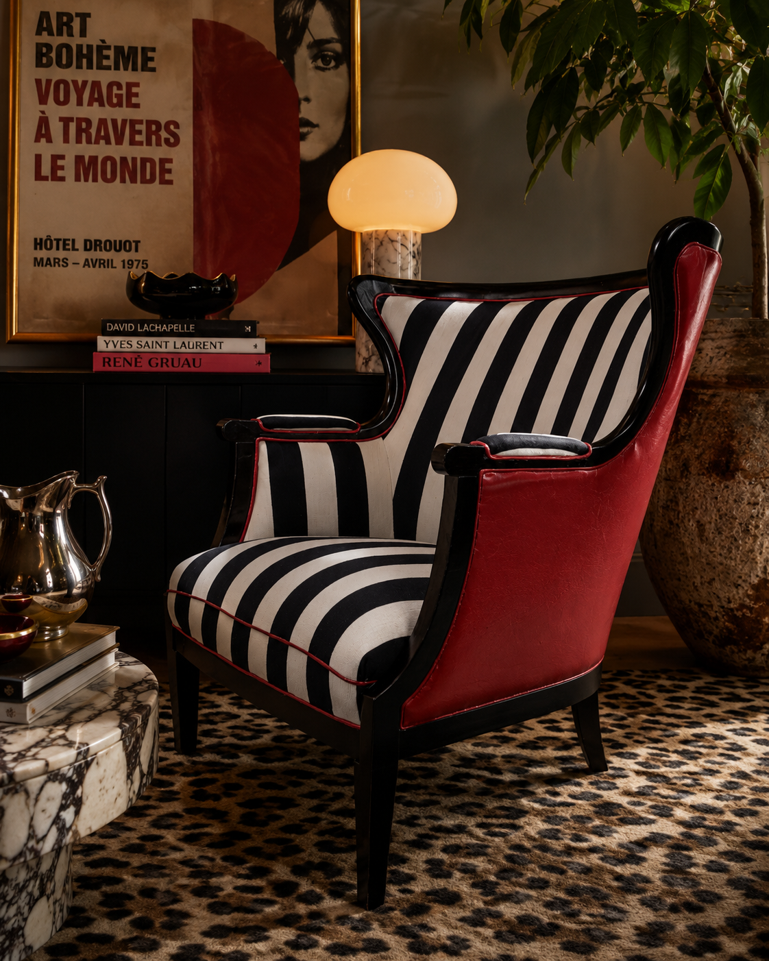 Vintage Regency Style Wingback Chair by Baker Furniture Newly Reupholstered