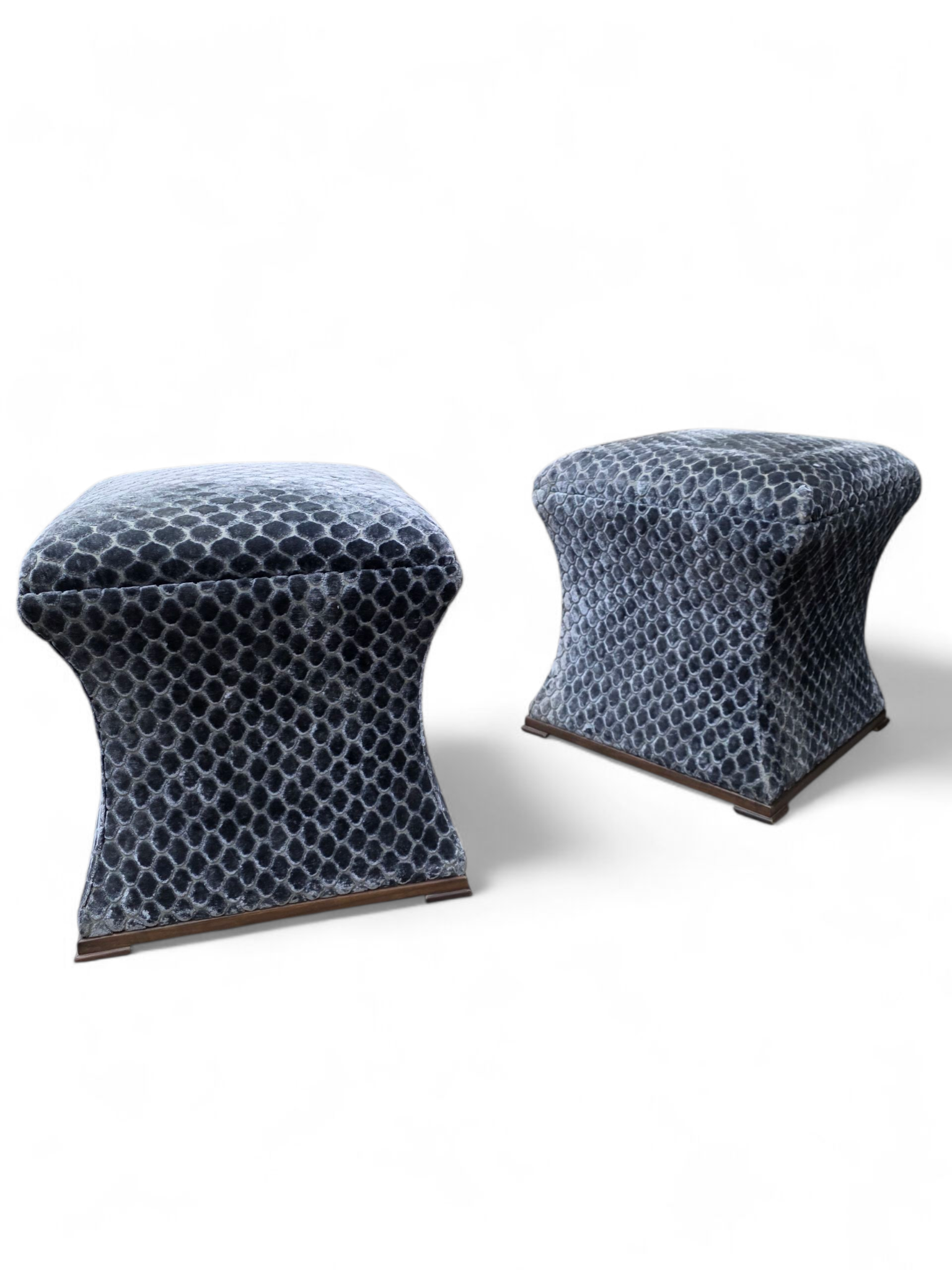 Custom Concave Ottomans Newly Reupholstered - Pair