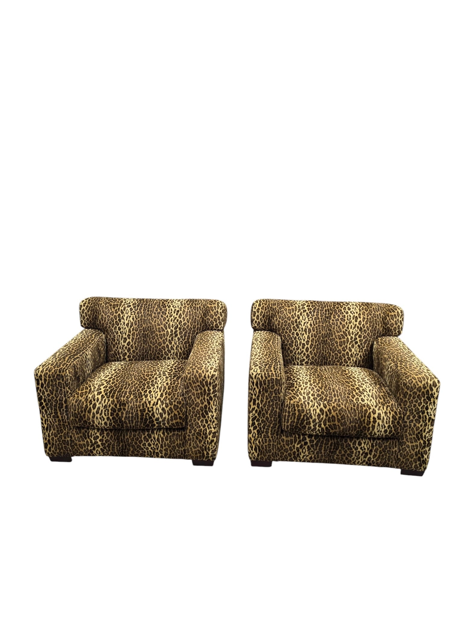 Vintage Henredon High Point Oversized Cube Club Chairs – Pair