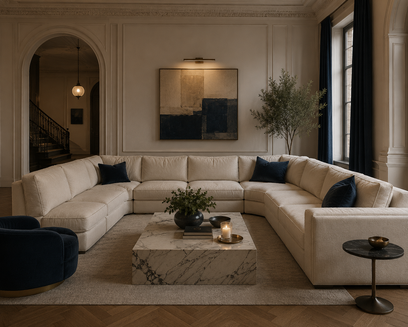 MCM Milo Baughman Style Hexagonal Curved Sectional Sofa by Drexel
