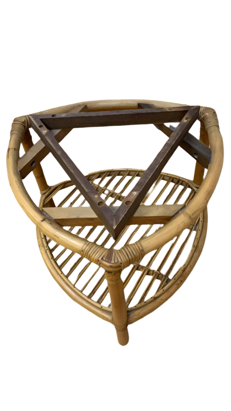 Vintage Paul Frankl Style Coastal Rattan Side Tables - Pair