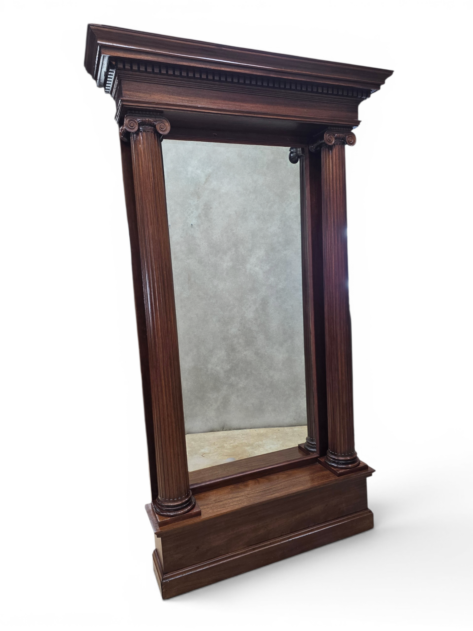 Antique Chicago Architectural Salvage Mahogany Pier / Hall Mirror