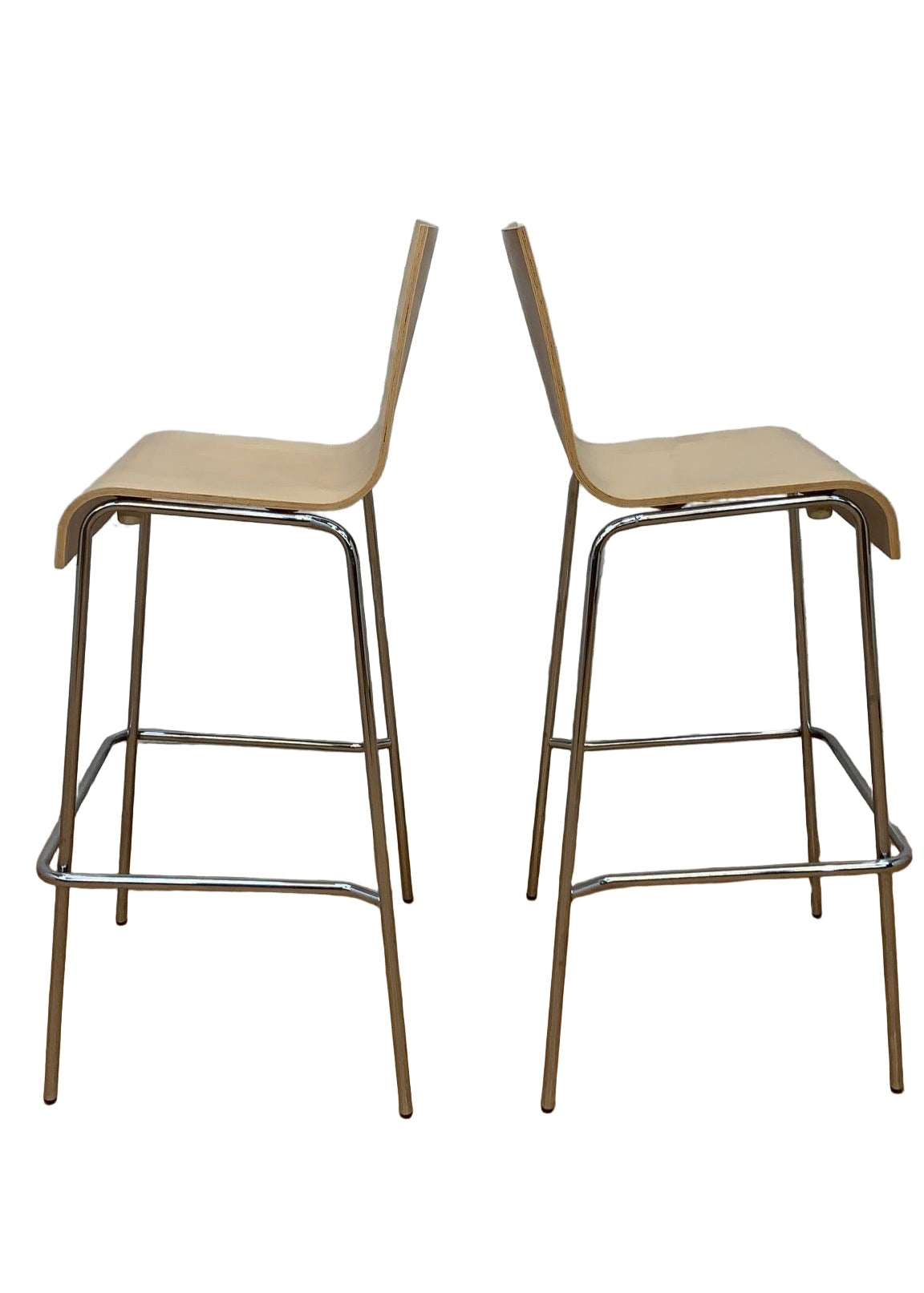 Vintage Postmodern Italian Bentwood Wave Bar Stools - Pair