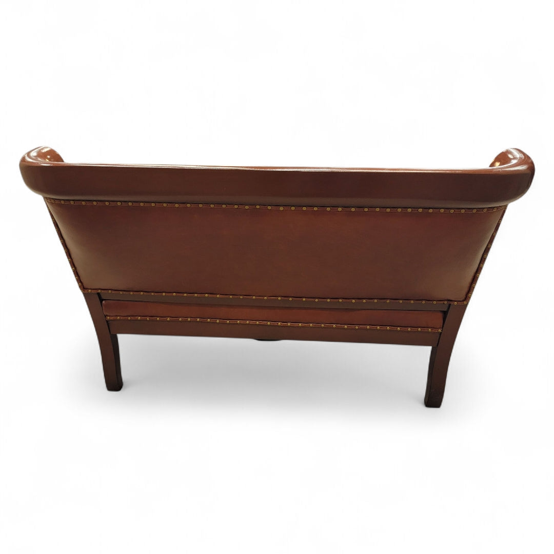 Antique R.J. Horner Style Carved Winged Griffin Tufted Parlor Set Newly Restored & Reupholstered in Leather - 3 Piece Set