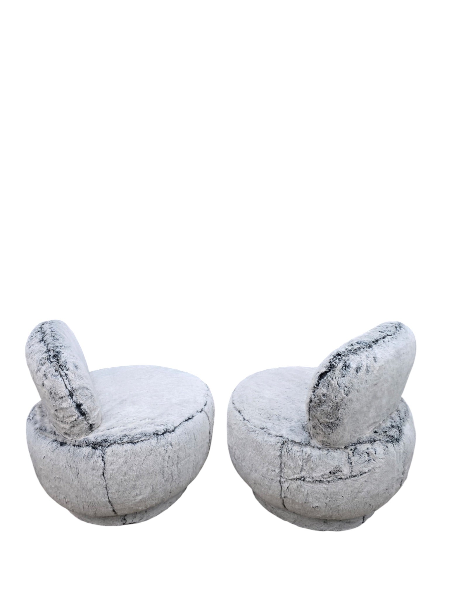 Postmodern Steve Chase Style Swivel Pouf Lounge Chairs and Ottoman Newly Reupholstered