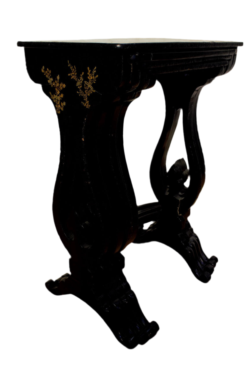 Vintage English Regency Chinoiserie Hand Painted Nesting Tables - Set of 4