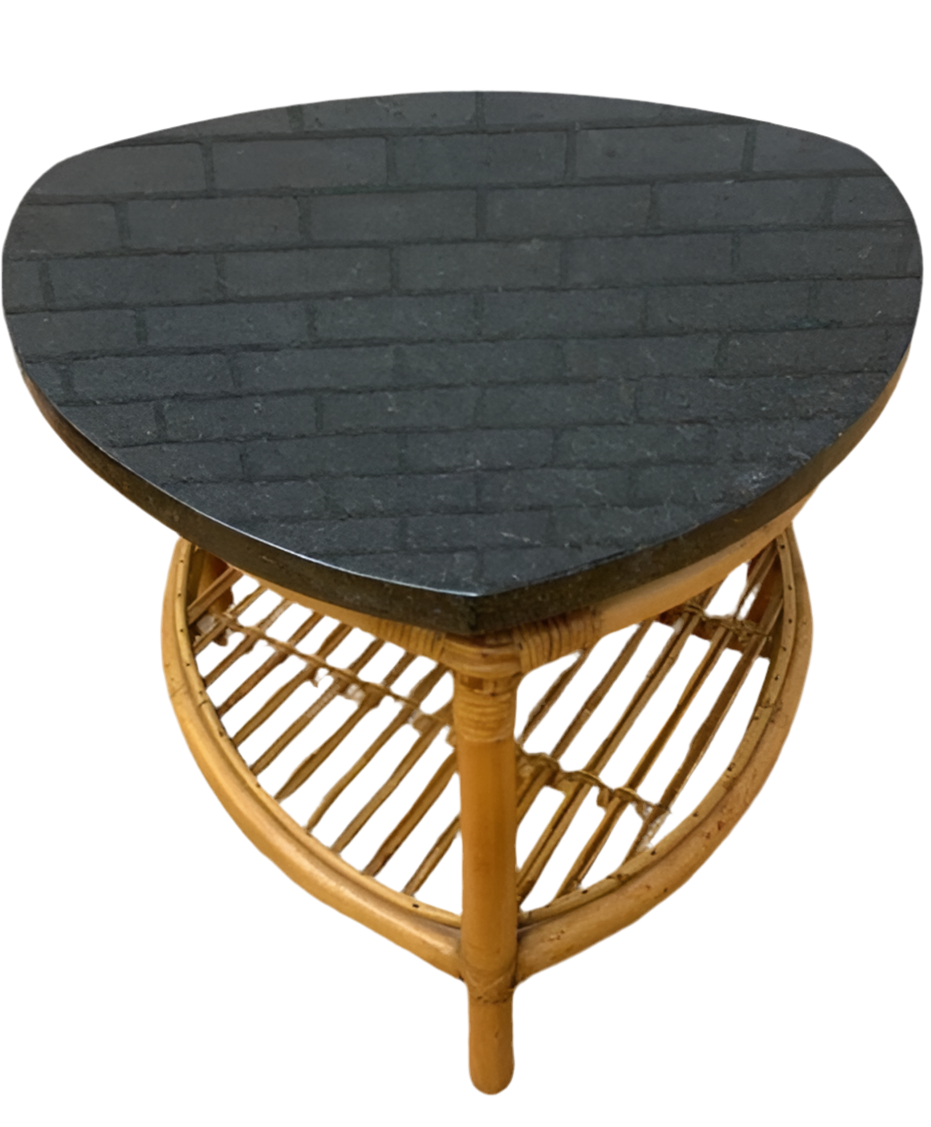 Vintage Paul Frankl Style Coastal Rattan Side Tables - Pair