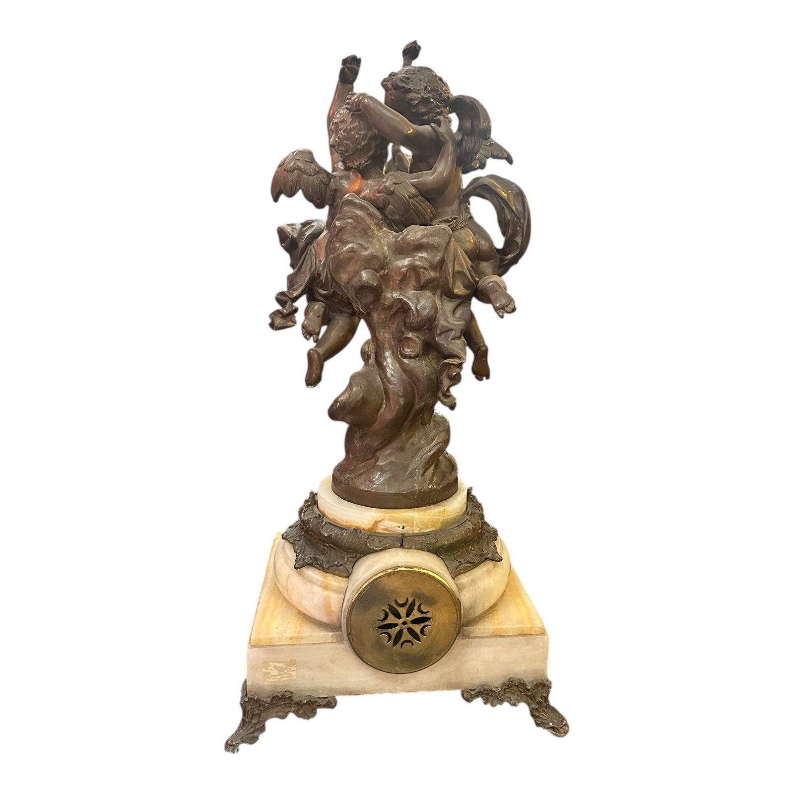 Antique French Louis XVI Style Albert Ernest Carrier Belleuse Figural Clock and 2 Candelabras - Garniture Set
