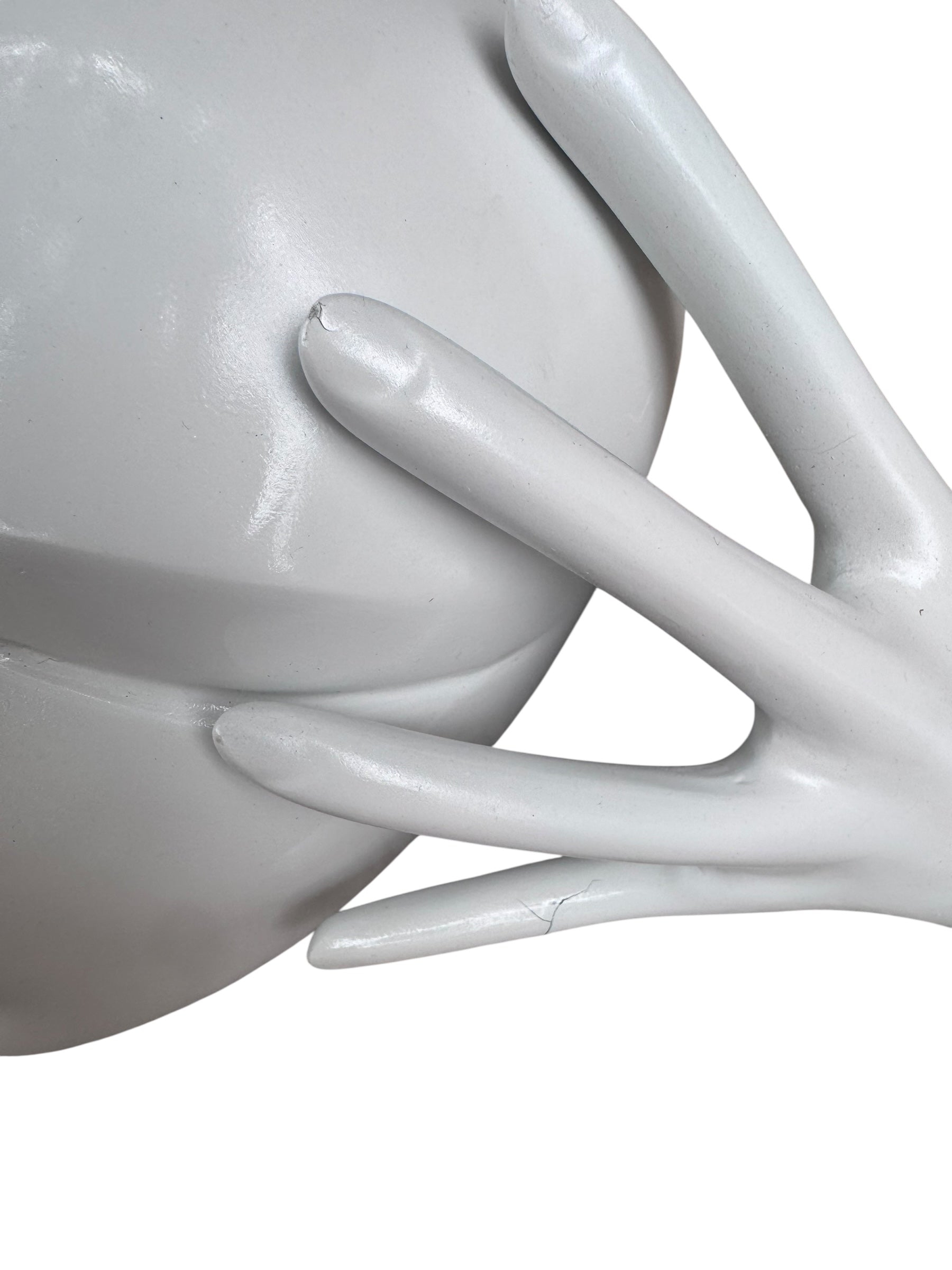 Vintage Postmodern White 'Head In Hand' Abstract Sculpture