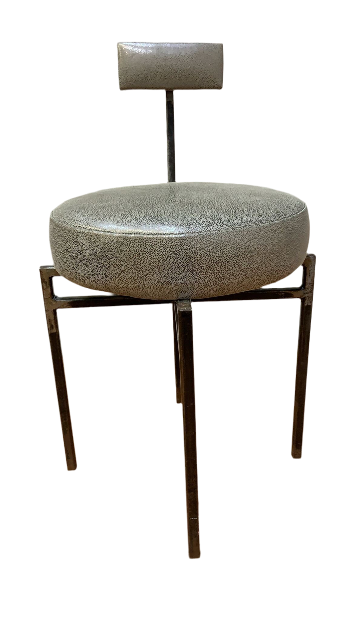 Vintage Modernist Forged Iron Accent Chair Newly Reupholstered