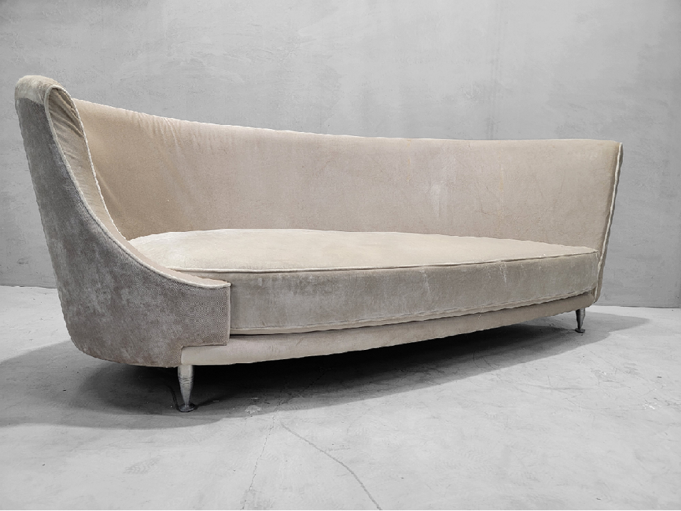 HOLD - Vintage Modern Italian Moroso NewTone Drop Left Sofa Custom Upholstered in Velvet