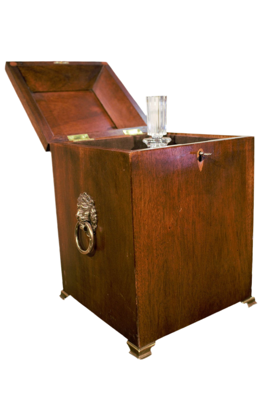 Antique Brandt Furniture Co. Inlaid Mahogany 4 Bottle Decanter Spirit Box