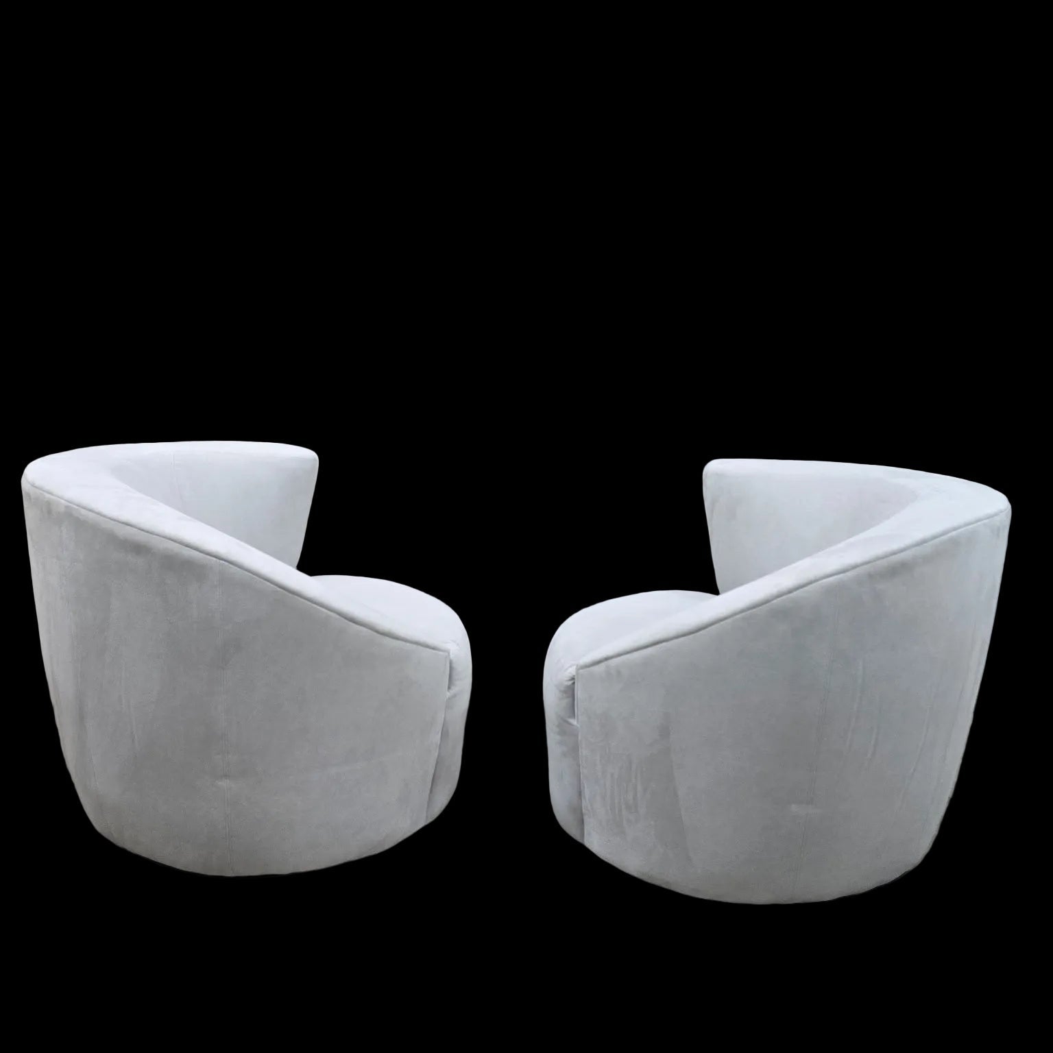 MCM Vladimir Kagan Nautilus Asymmetrical Swivel Lounge Chairs - Pair