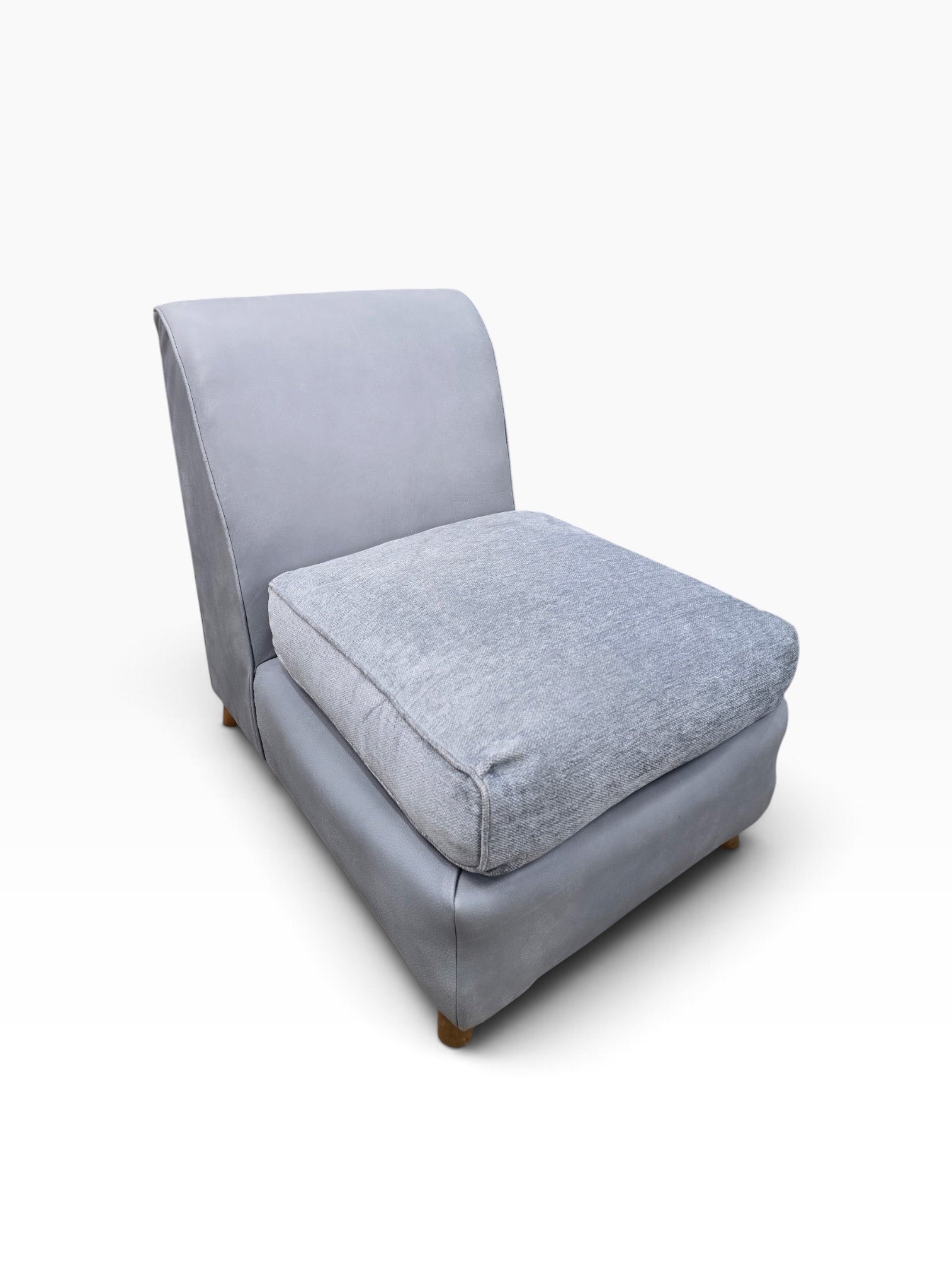 Mid Century Modern Heywood Wakefield Modular Sectional Sofa Newly Reupholstered in Powder Blue Holly Hunt Leather
