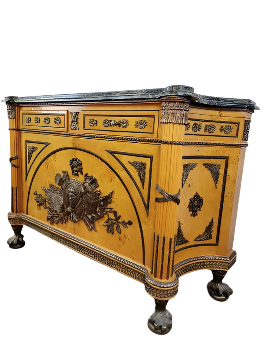 Vintage French Louis XVI Figural Bronze Ormolu Chest Commode Styles After Benneman